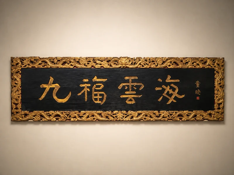 九福云海花梨木牌匾